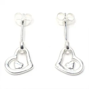 Keala Open Heart 925 Sterling Silver Drop Earrings