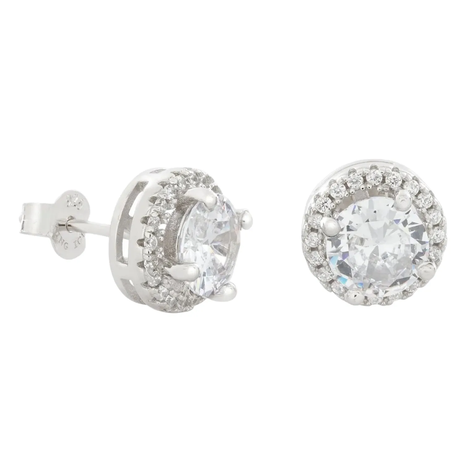 KING ICE: Halo Brilliant Cut Stud Earrings