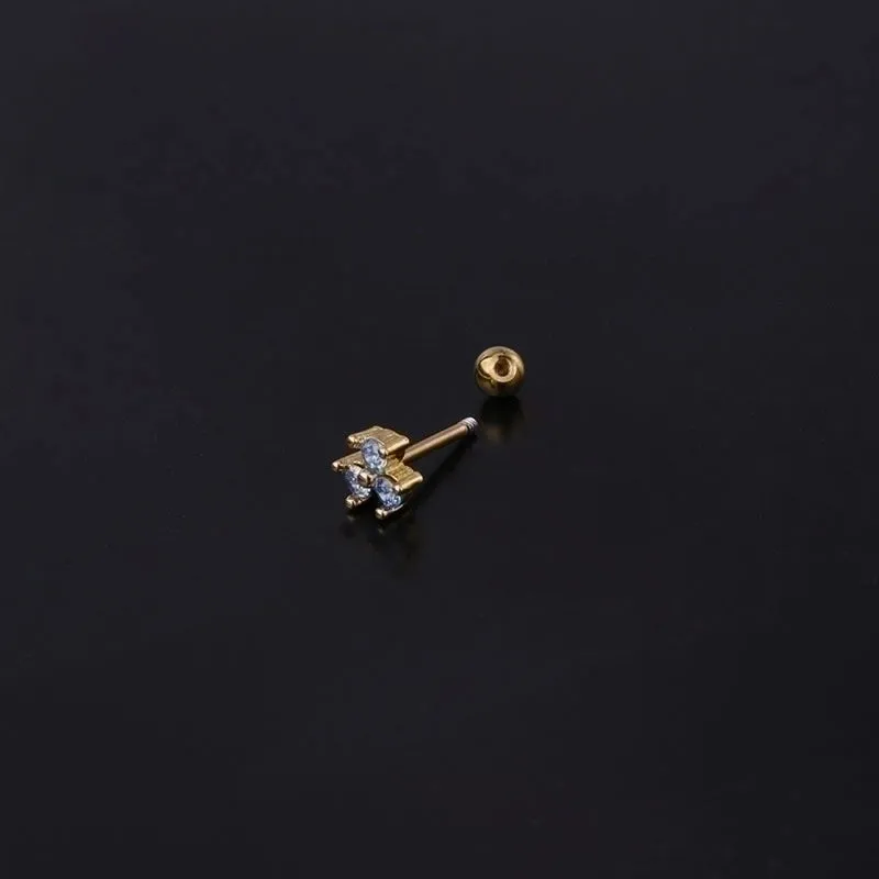 Korea Colorful Zircon Stainless Steel Thin Rod Earrings