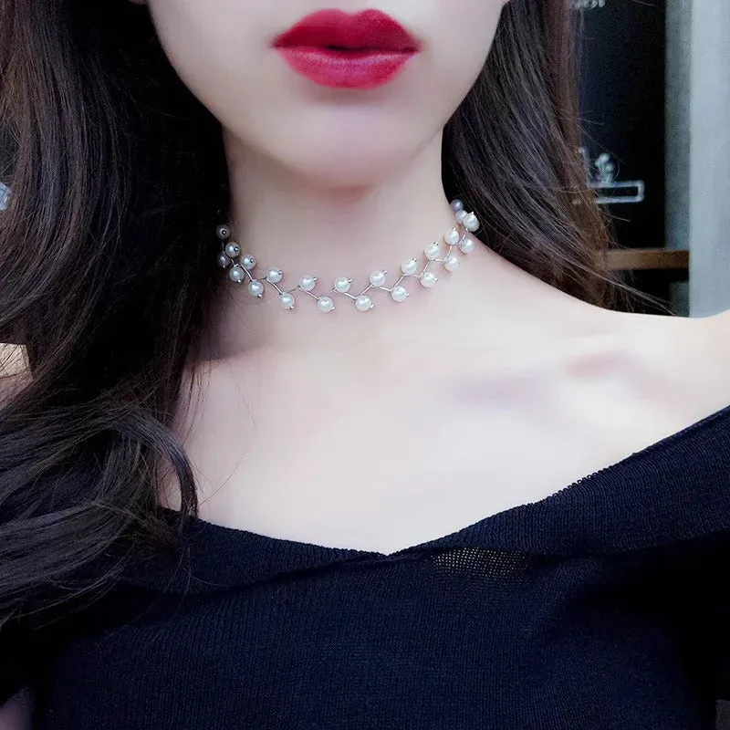 Korean Fashion-inspired Faux Pearl Choker Necklace