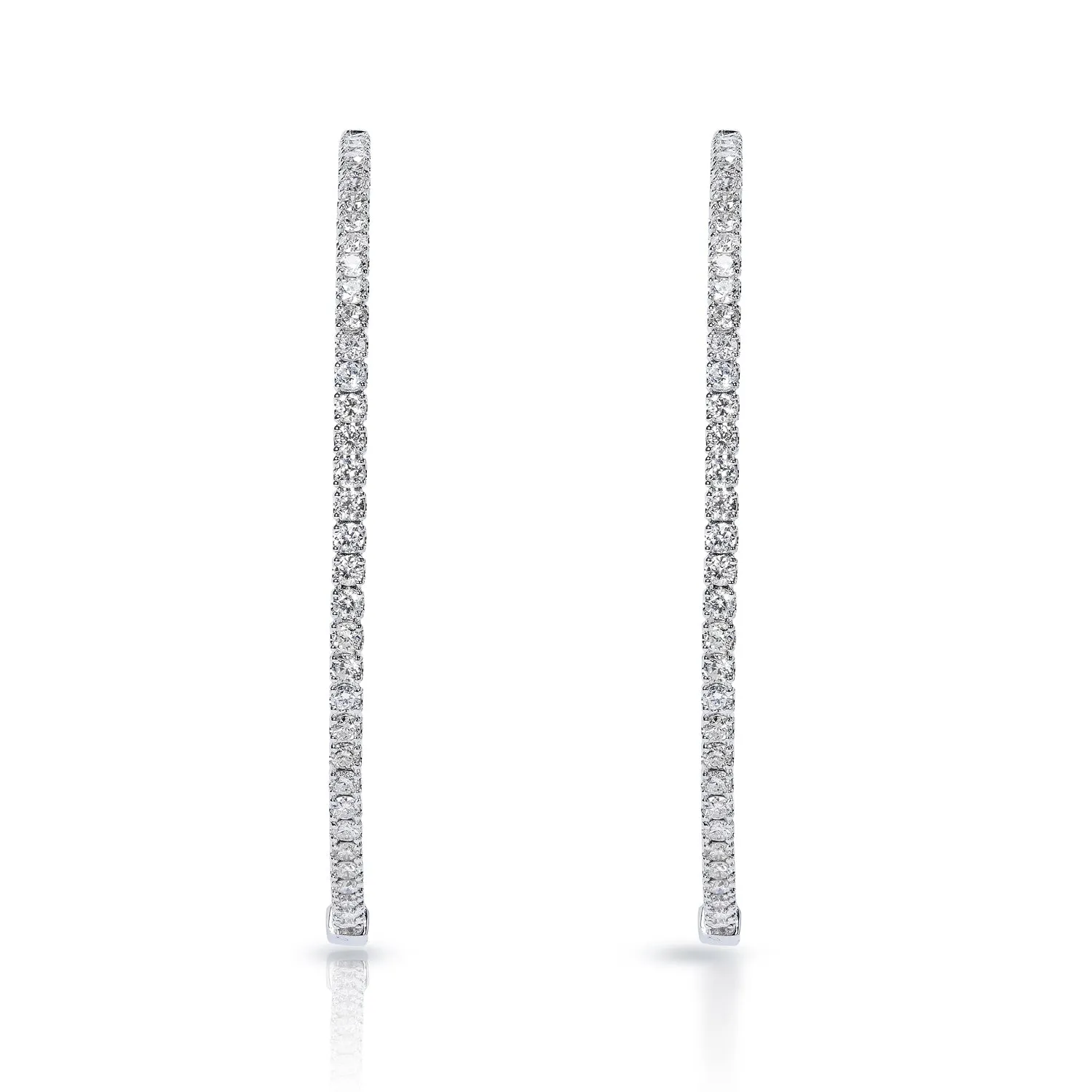 Kylee 4 Carat Round Brilliant Diamond 56 mm Hoop Earrings in 14k White Gold