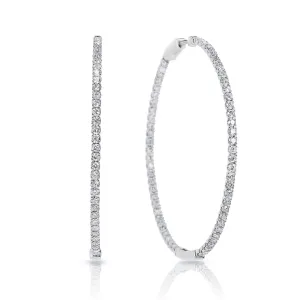 Kylee 4 Carat Round Brilliant Diamond 56 mm Hoop Earrings in 14k White Gold