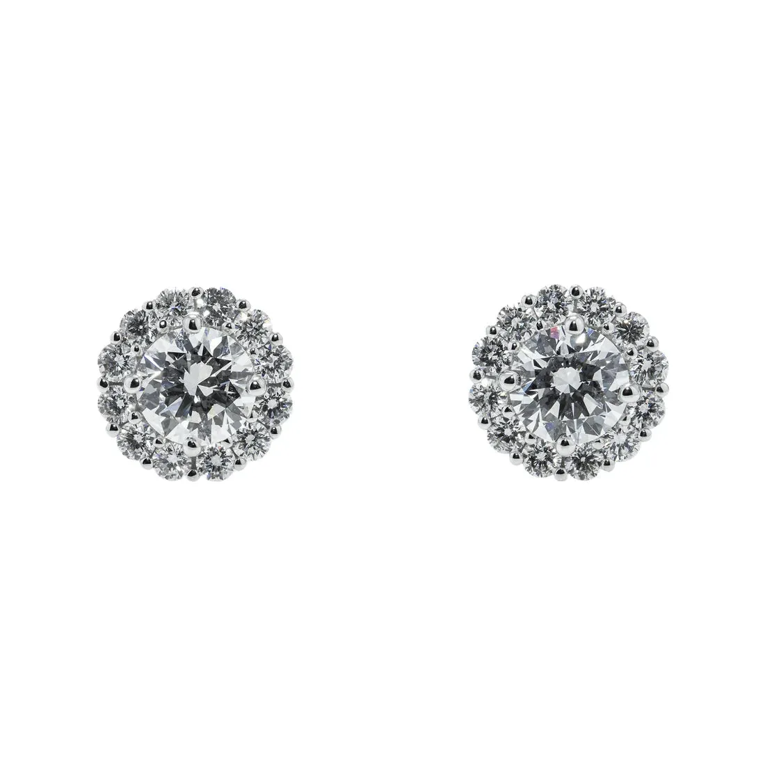 Layken 3 Carats Halo Lab Grown Round Cut Diamond Stud Earrings in 18K White Gold IGI