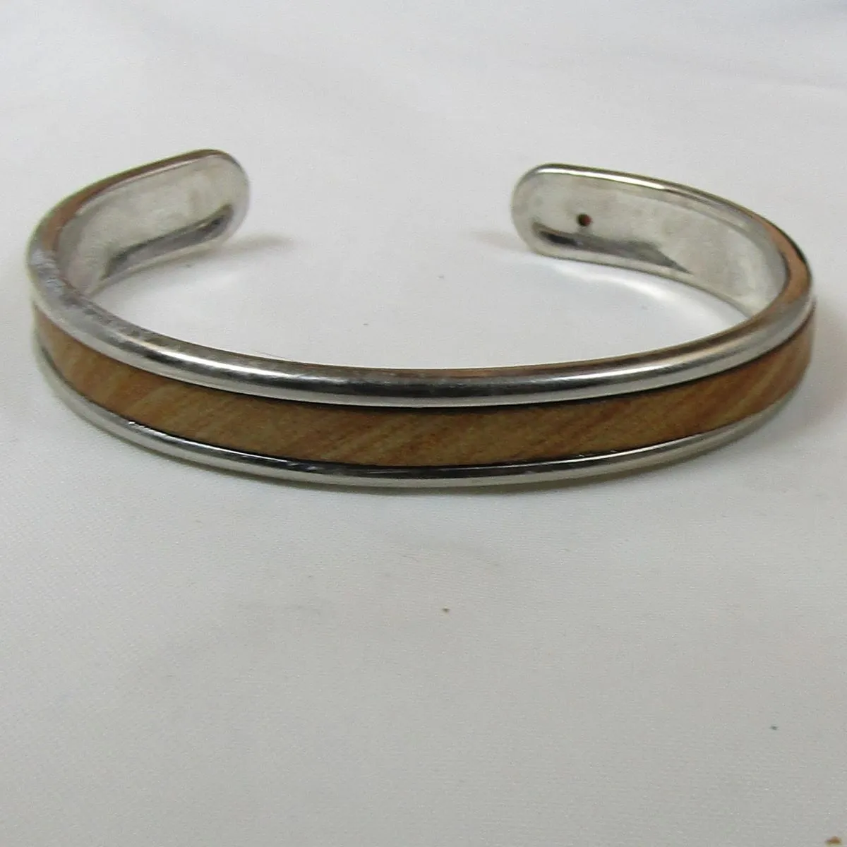 Leather & Silver Bangle Bracelet Narrow