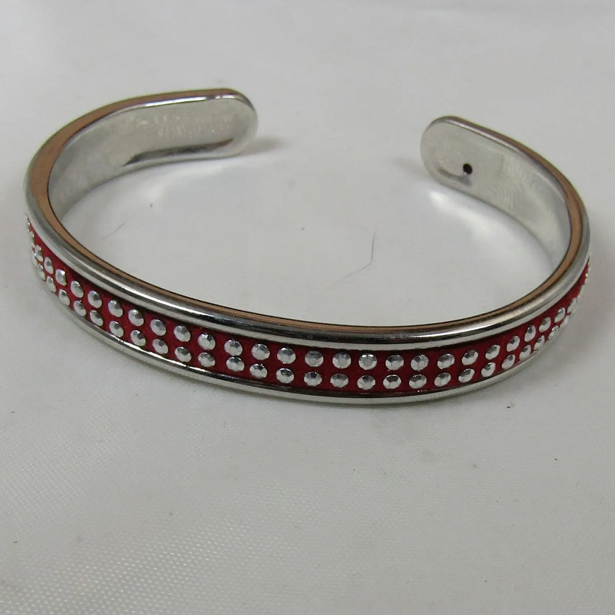 Leather & Silver Bangle Bracelet Narrow