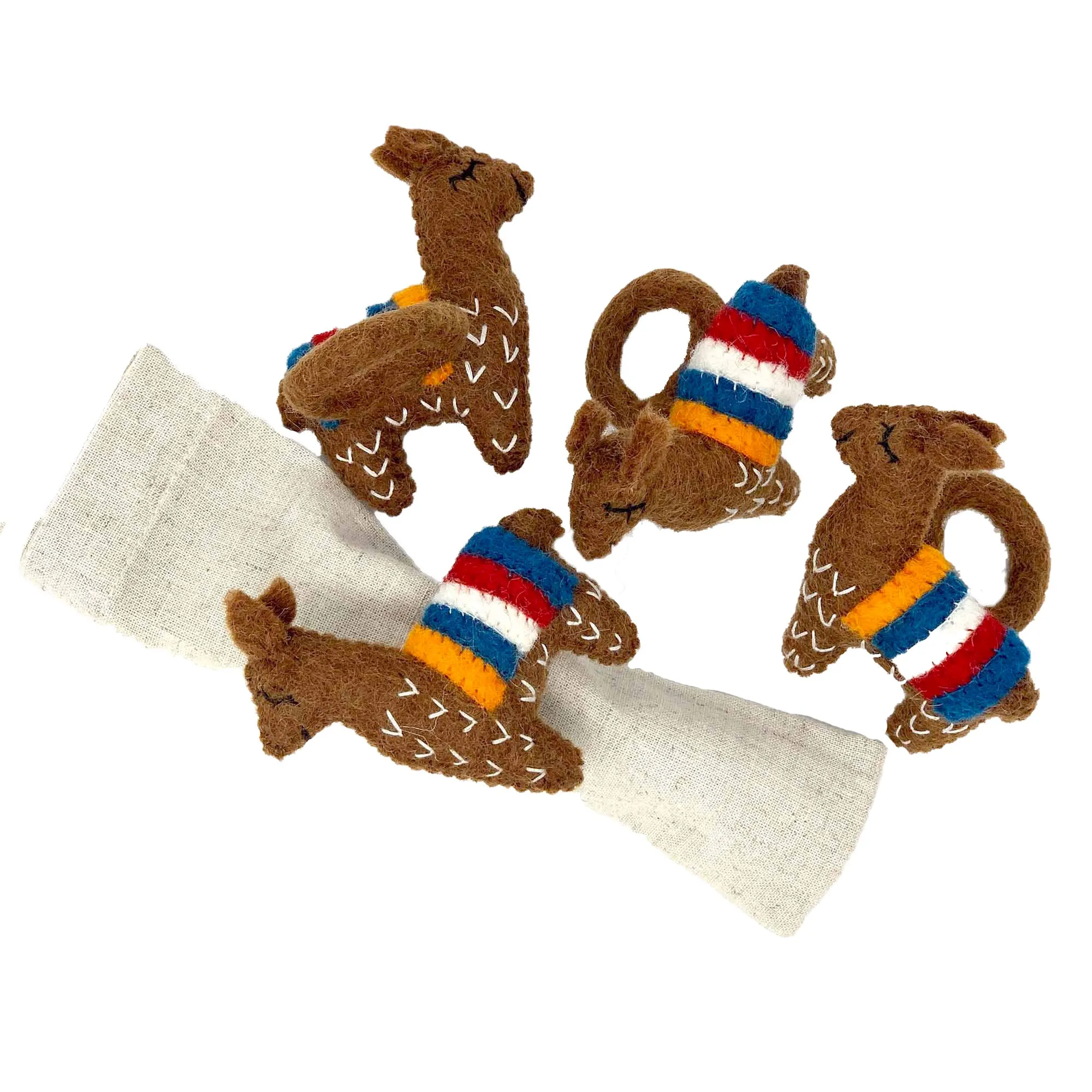 Llama Napkin Rings, Set of Four Chocolate Global Groove (T)