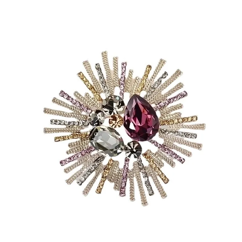 Luxurious Pin Flower Alloy Plating Artificial Diamond Women'S Brooches