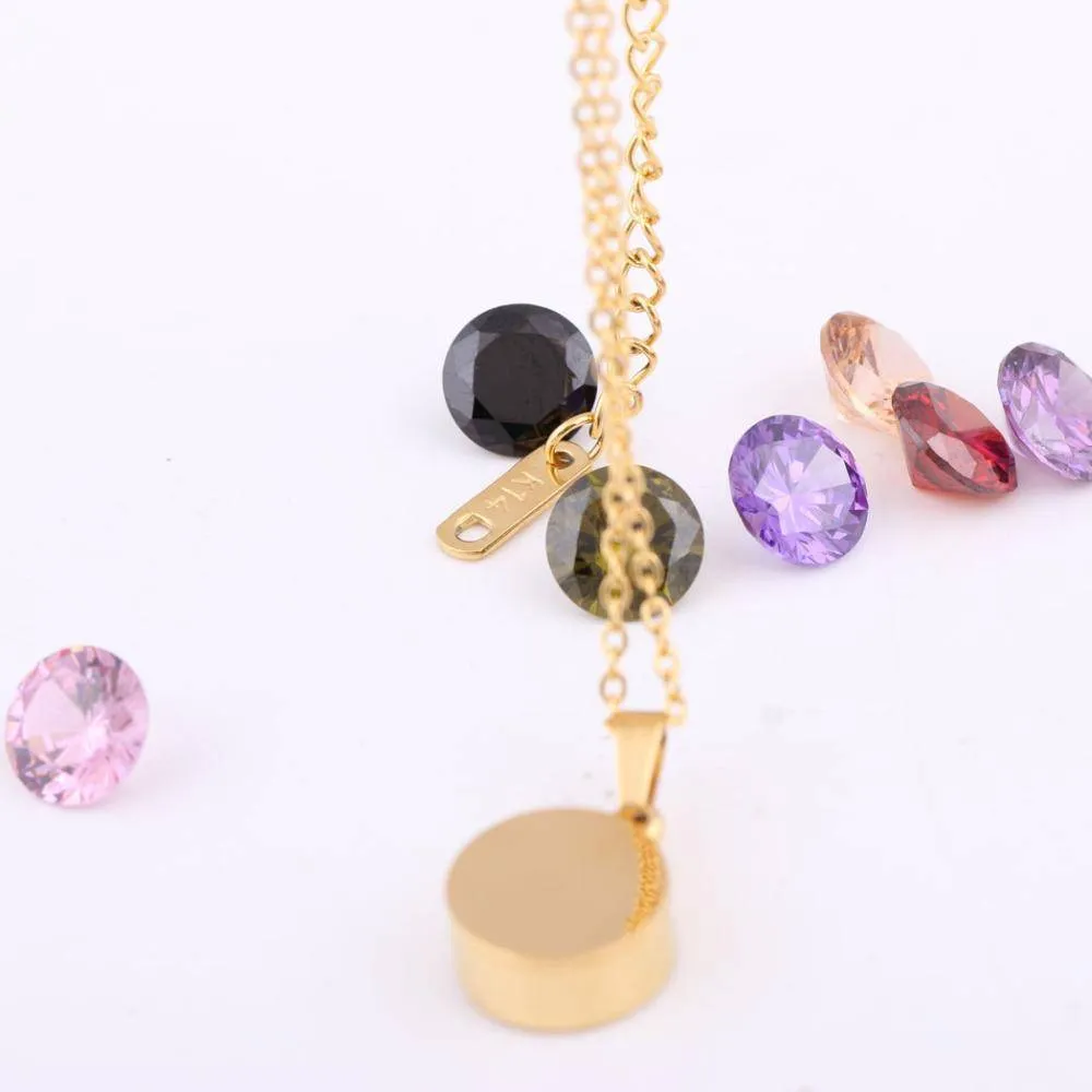 Luxury Interchangeable 8 crystal stone necklace, 10mm Pendant, Stainless Steel