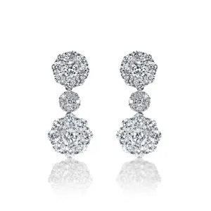 Maliyah 4 Carat Round Brilliant Diamond Drop Earrings in 18k White Gold