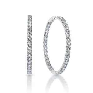 Mikaela 2 inch 12 Carat Round Brilliant Diamond Hoop Earrings in 14k White Gold