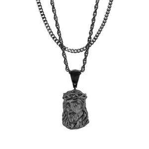 Mister Micro Jesus Black Necklace