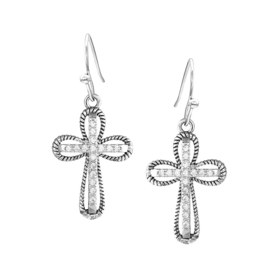 Montana Silversmiths Women's Expressive Faith Crystal Cross Earrings