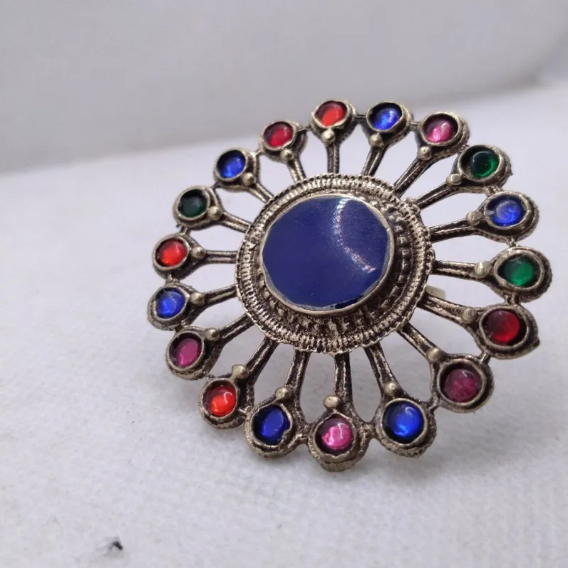 Multicolor Glass Stones Massive Ring