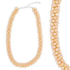 N-124 Peach Large Beaded Necklace