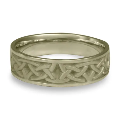 Narrow Celtic Arches Wedding Ring in 18K White Gold