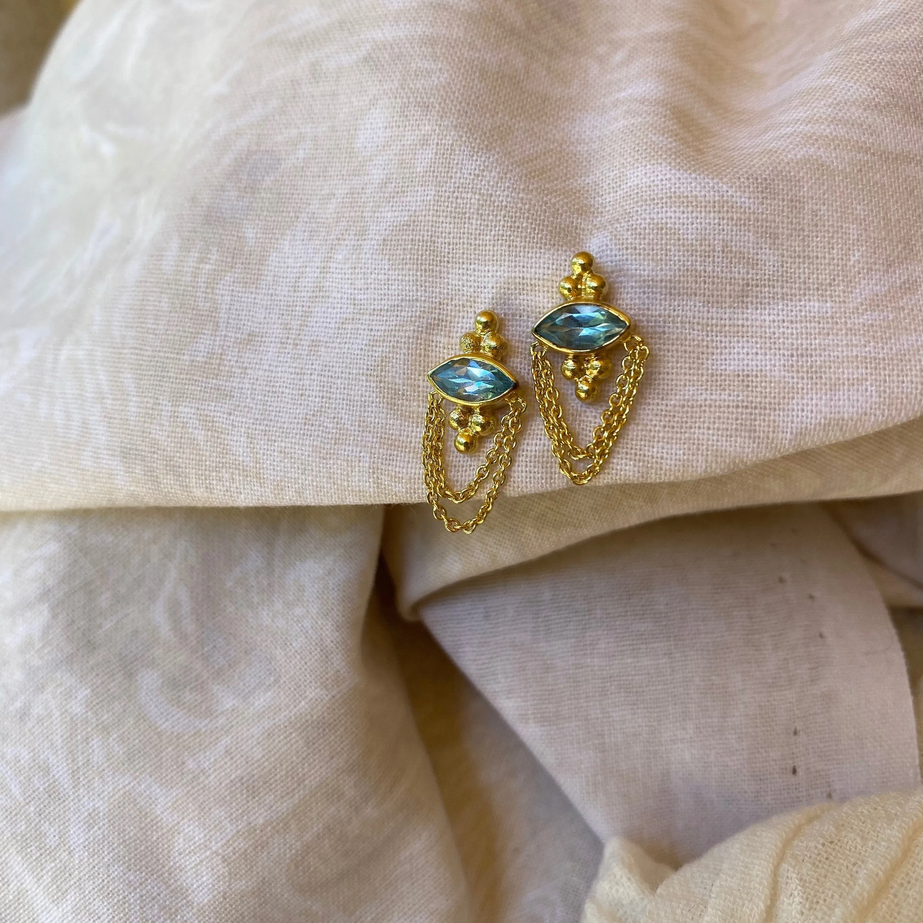 Natalia Gold Blue Topaz Earrings