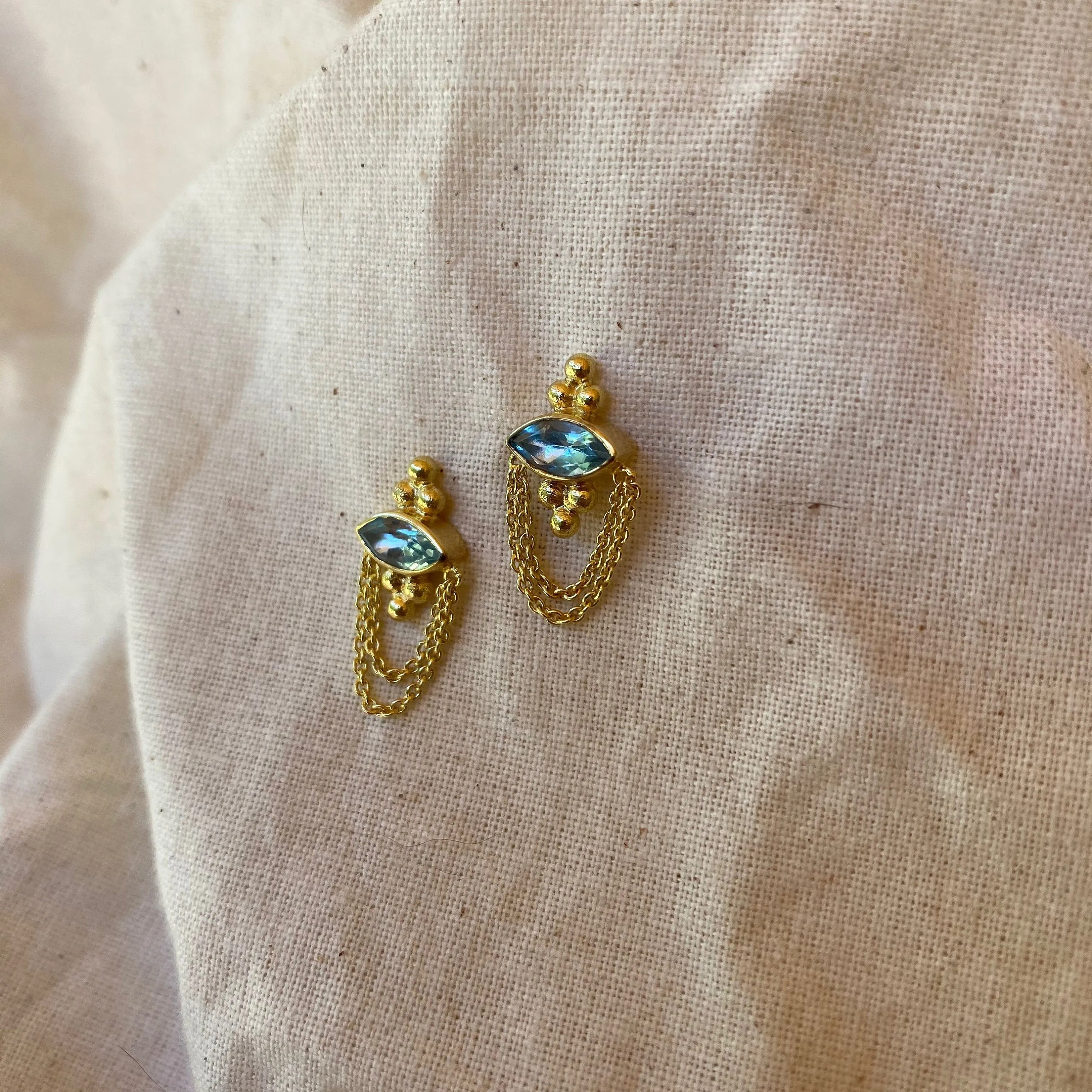 Natalia Gold Blue Topaz Earrings