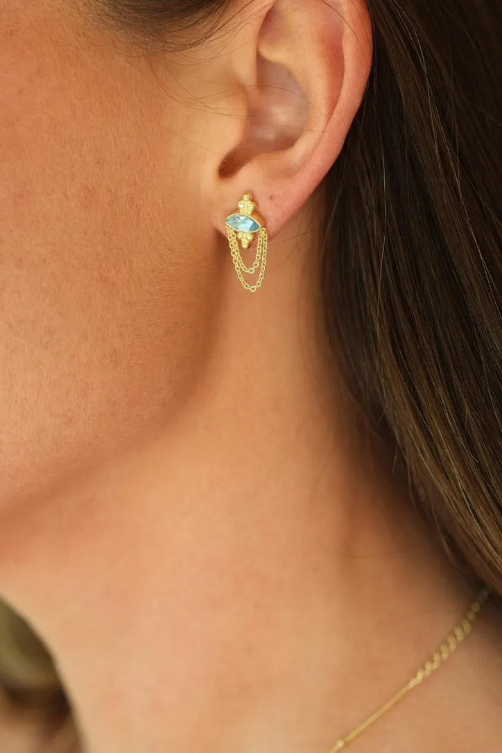 Natalia Gold Blue Topaz Earrings