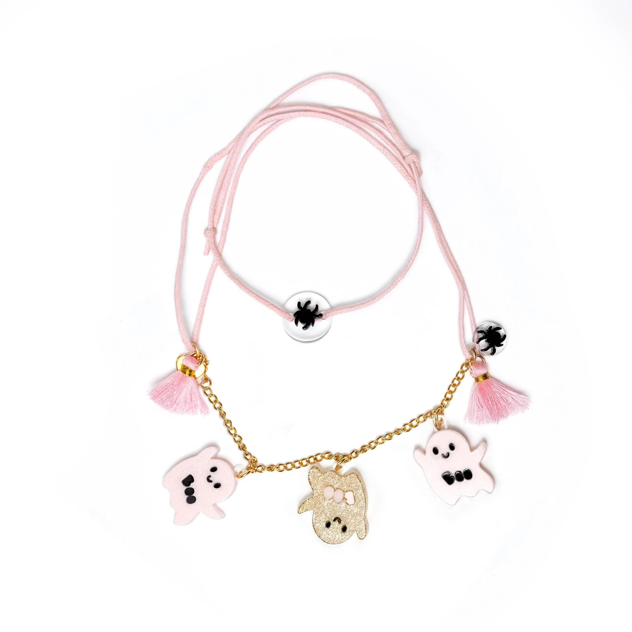 Necklace | Halloween Ghost Gold Glitter | Lilies & Roses NY