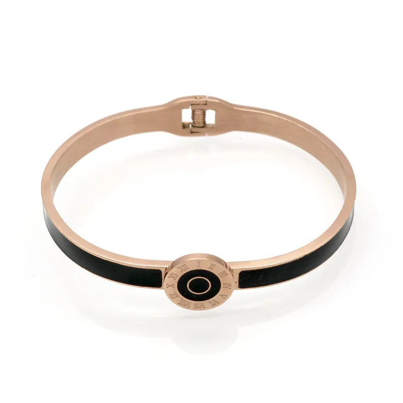 New Arrival Brand Design Double Circle Roman Numerals Cuff Bracelets & Bangles Black Resin Charming Womens Love Bracelets