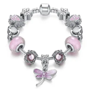 New Lovely Gift Murano Glass Beads Butterfly Charm Bracelet Fit Original Bracelets Beads Jewelry For Women Girls