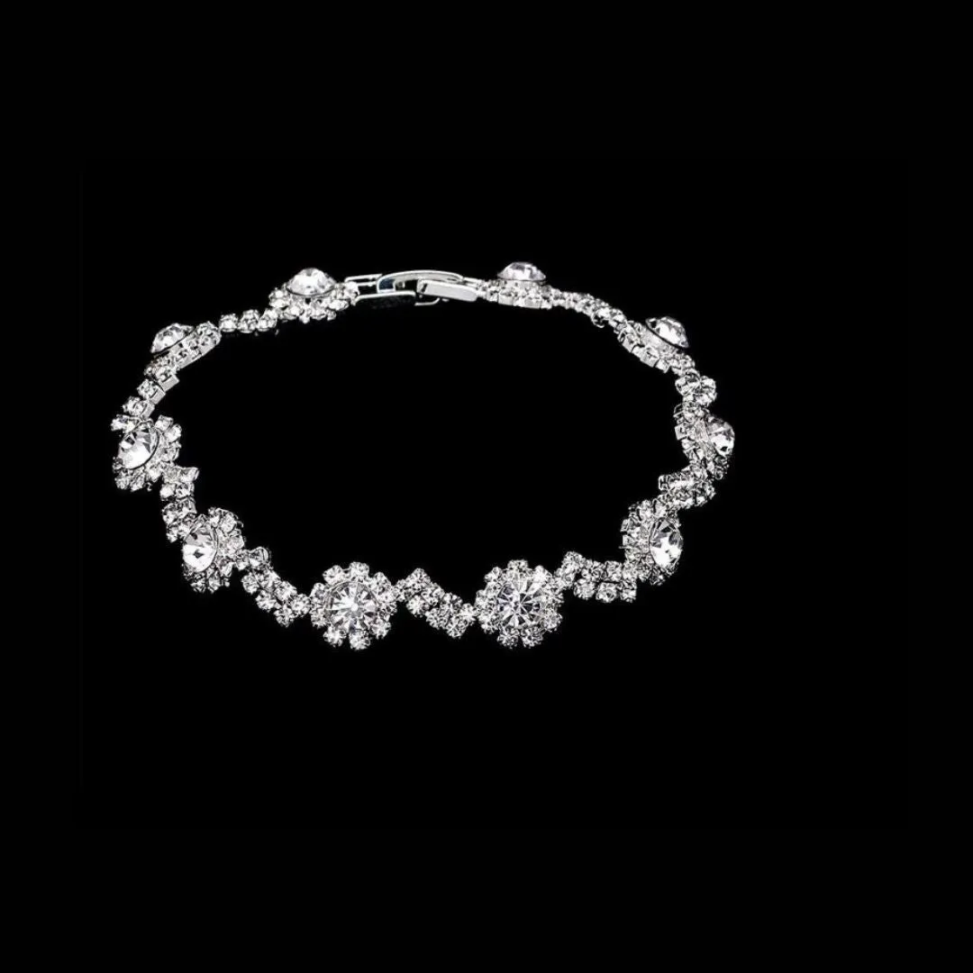 NEW Wave Shape Bracelet For Brides Silver Color Crystal Link Bracelet- Bridesmaids-Wedding Jewelry Gift