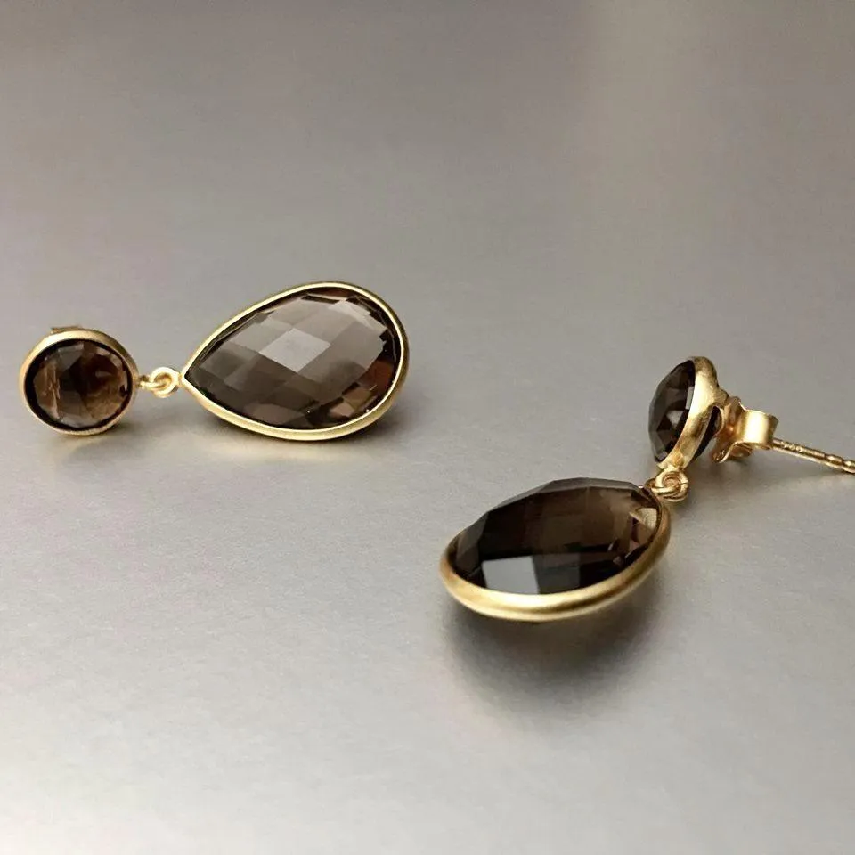 Nimu Earrings With Smoky Quartz