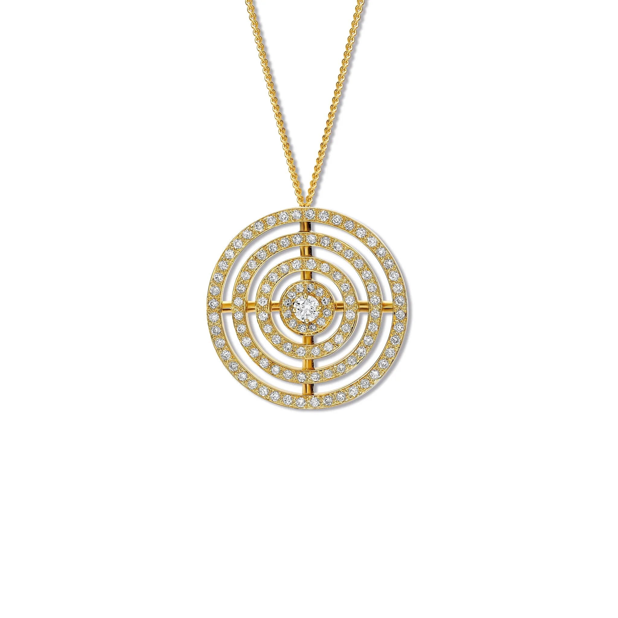 Niremius 3 Row Necklace Pendant 18ct Yellow Gold - Diamond