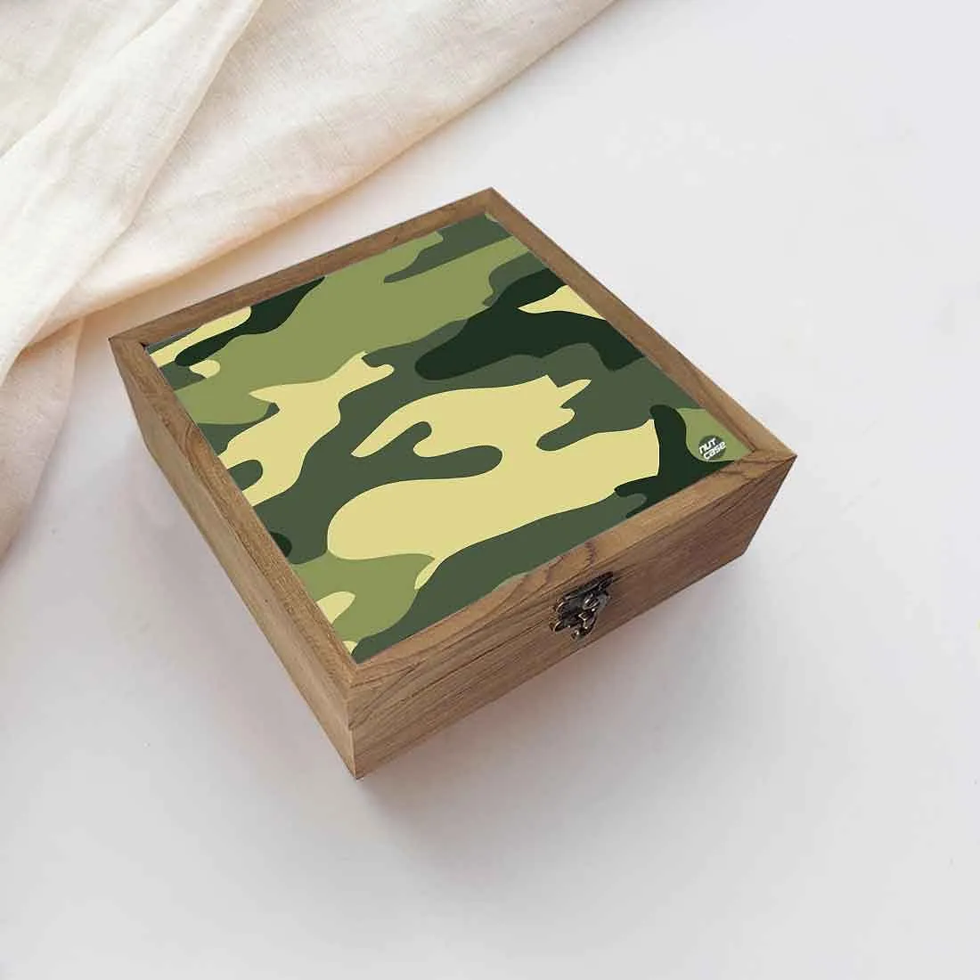 Nutcase Designer Jewellery Box Organizer with Big Grid - Unique Gifts -Military Green Camouflage