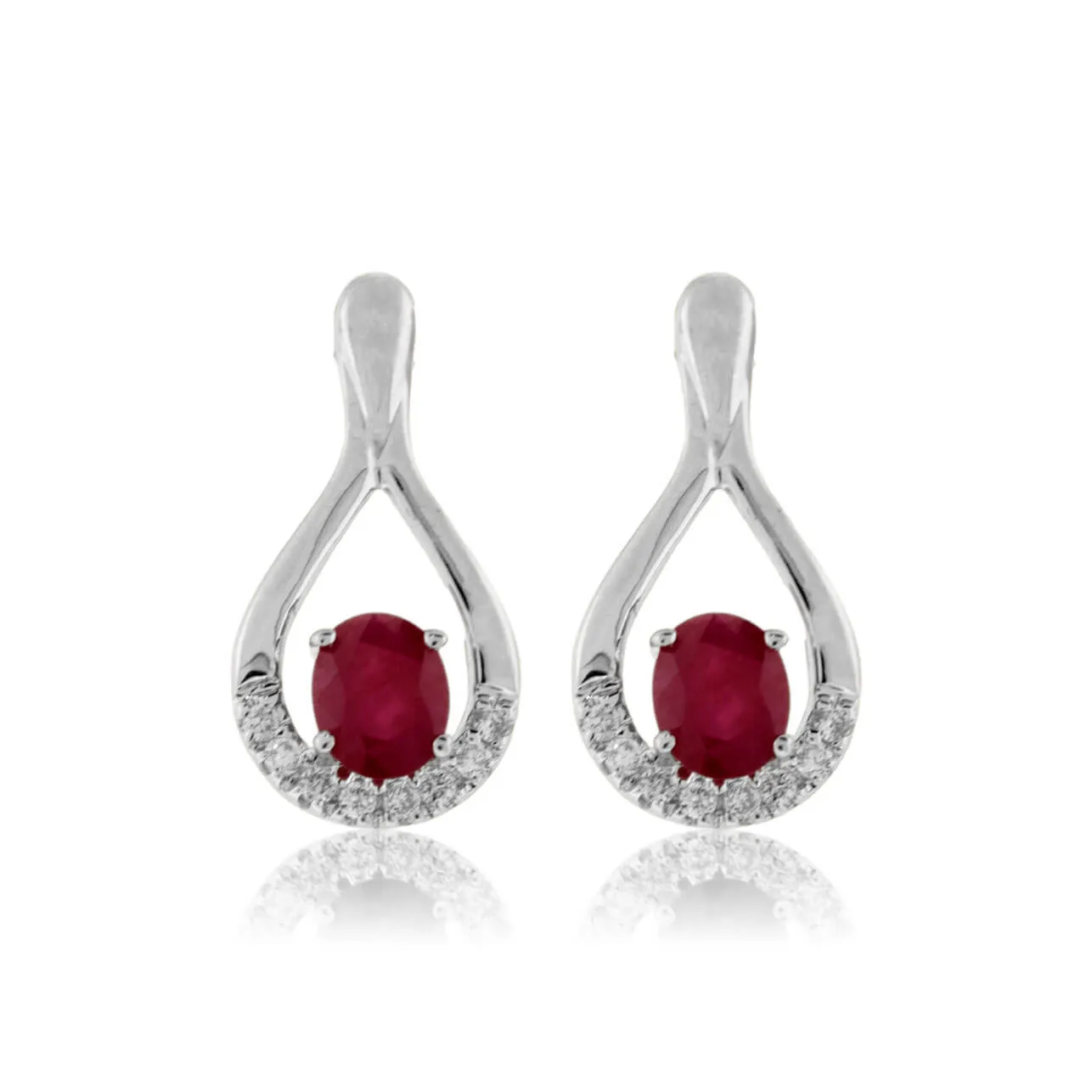 Oval Shaped Ruby and Diamond Earrings