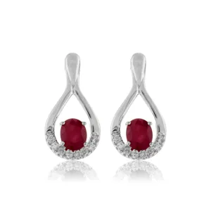 Oval Shaped Ruby and Diamond Earrings