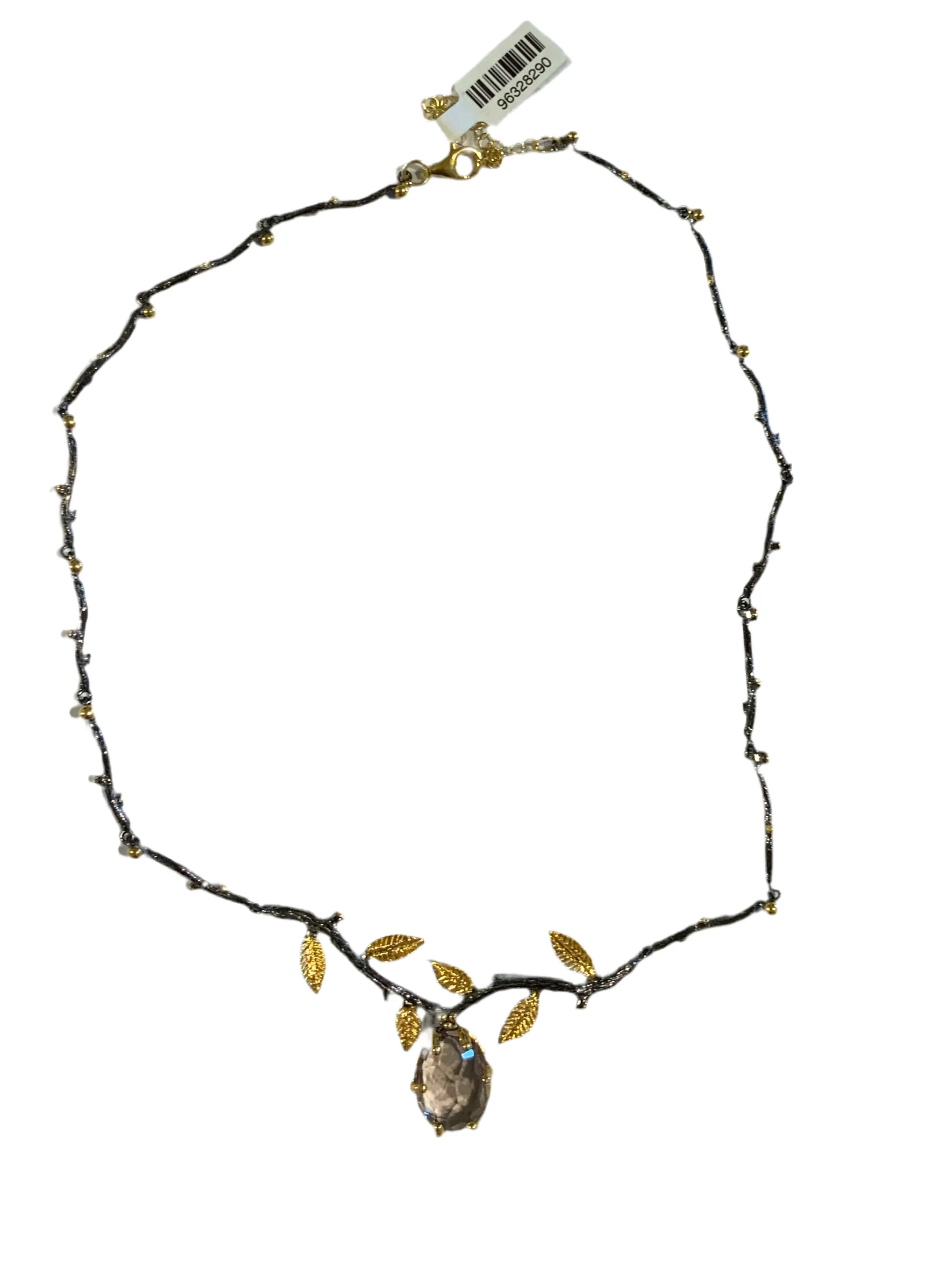 Oval Stone Branch and Leaf Necklace