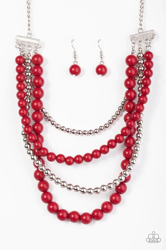 Paparazzi Necklace ~ A FOUR-ce To Be Reckoned With - Red