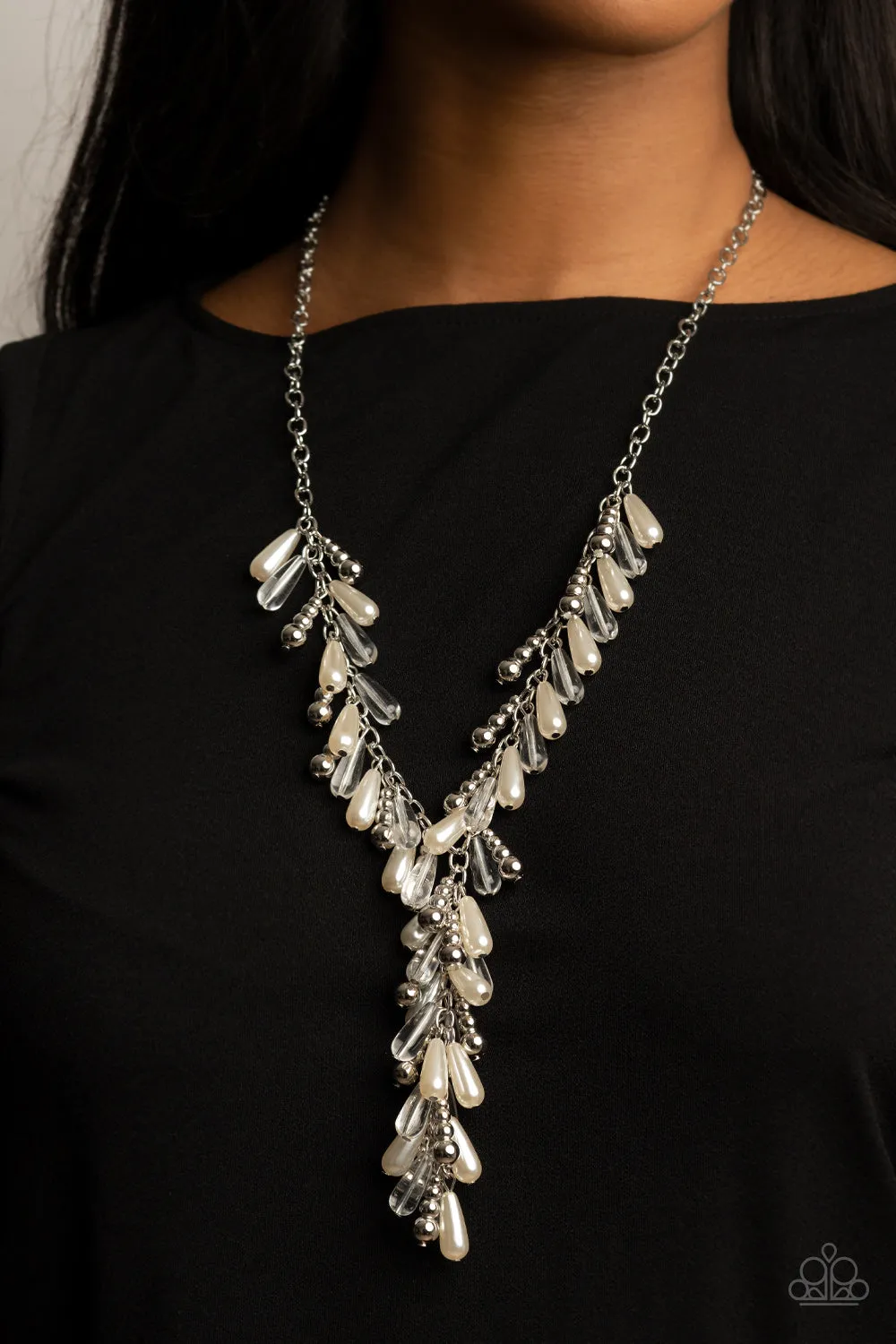 Paparazzi Necklace April LOP ~ Dripping with DIVA-ttitude - White