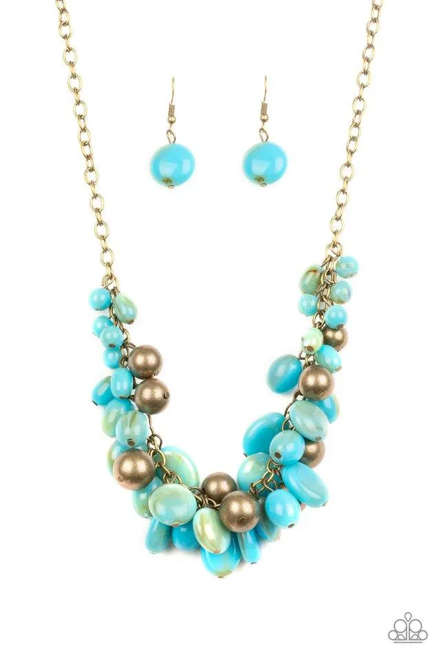 Paparazzi Necklace ~ Full Out Fringe - Blue