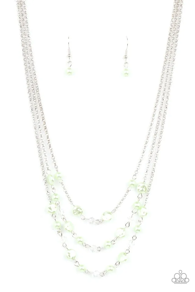 Paparazzi Necklace ~ Let The Record GLOW - Green