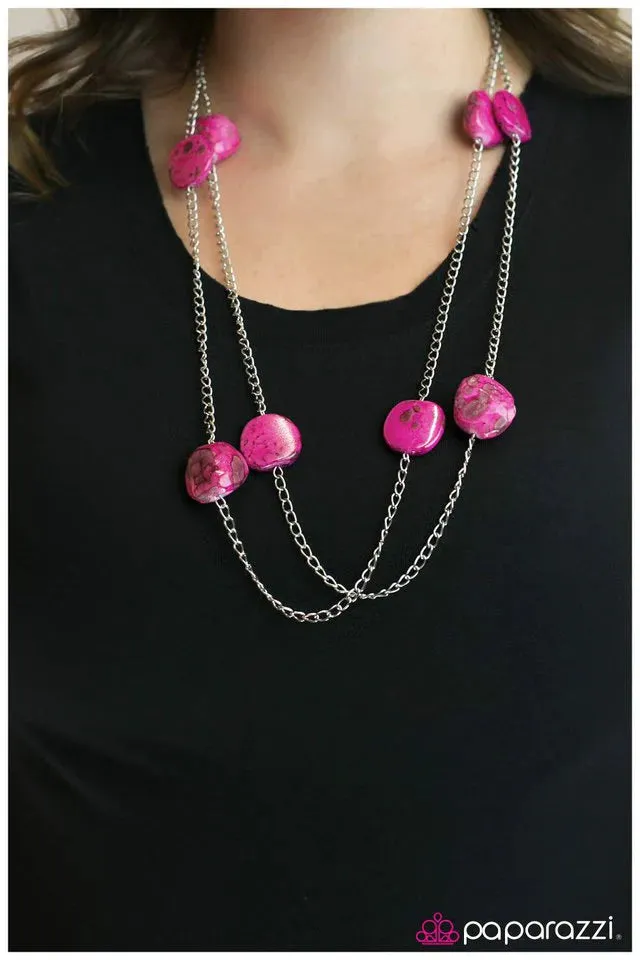 Paparazzi Necklace ~ Rockstar Status - Pink