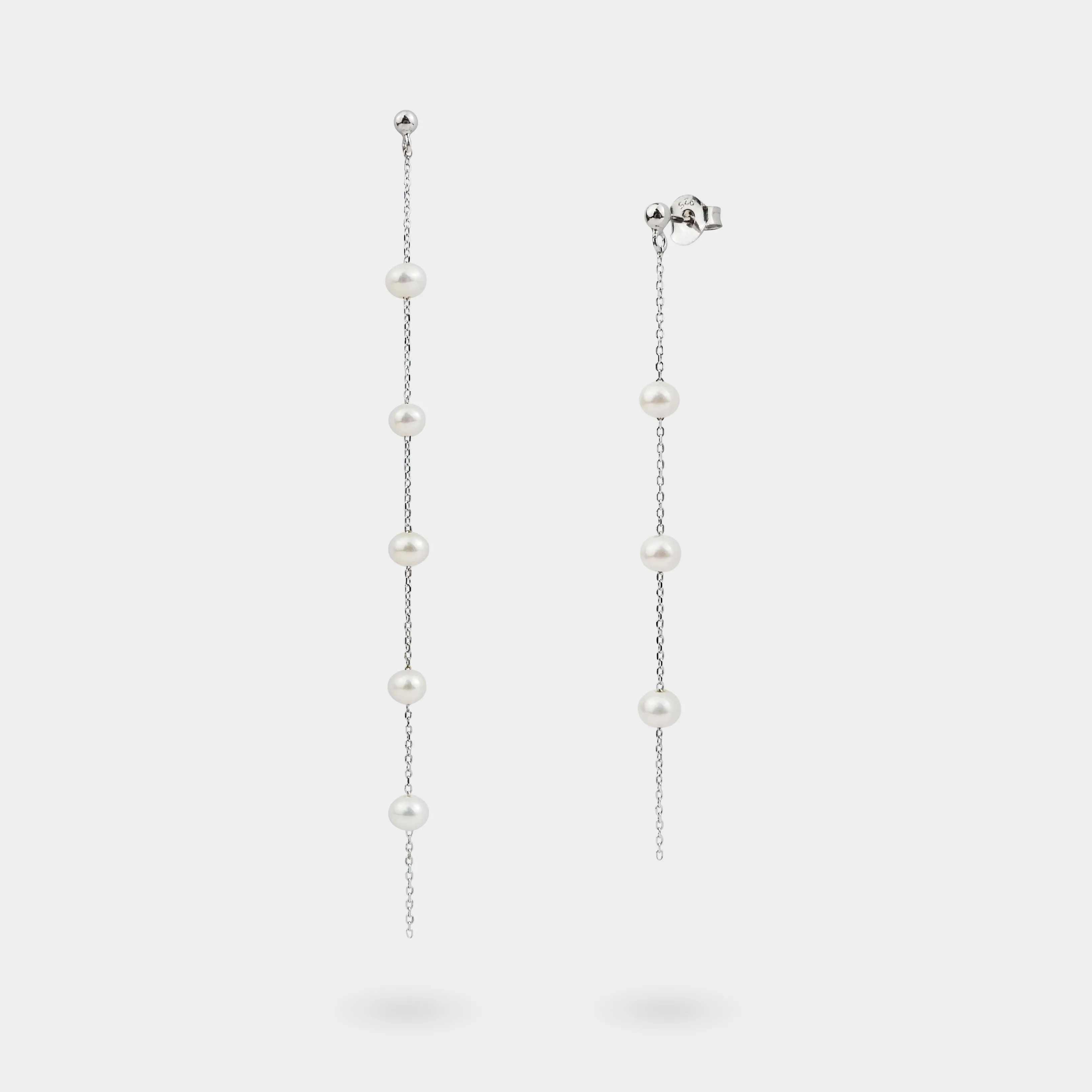 PEARL SILVER CHAIN EARRINGS