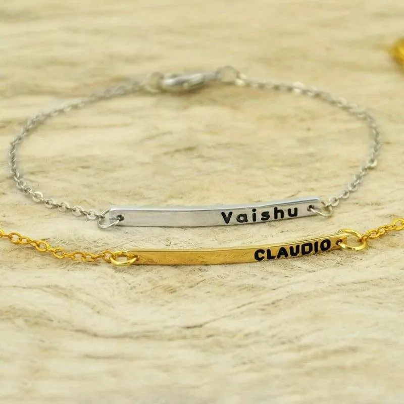 Personalized Nameplate Bar Bracelet (Great Gift for Bridesmaids and Mother's Day