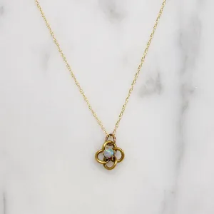 Petite Love Knot Necklace with Opal