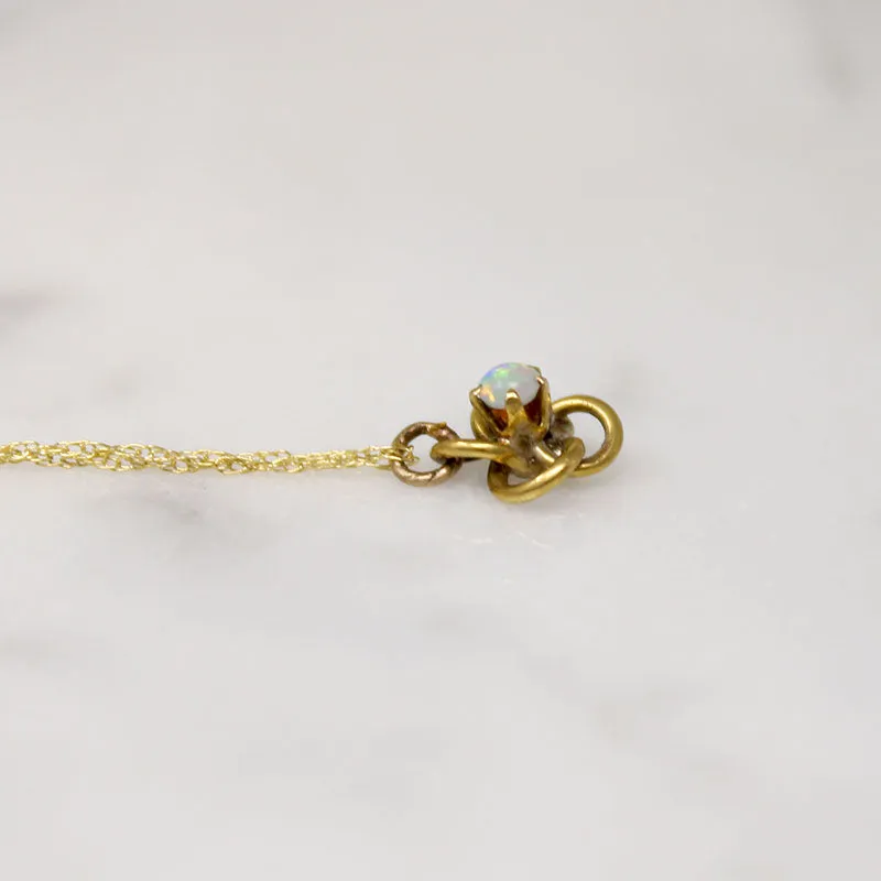 Petite Love Knot Necklace with Opal