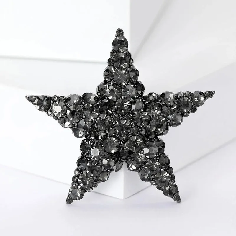 Pin Pentagram Alloy Inlay Artificial Diamond Women's Brooches