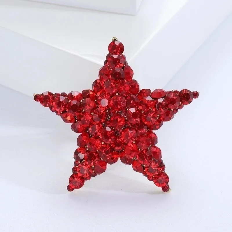 Pin Pentagram Alloy Inlay Artificial Diamond Women's Brooches