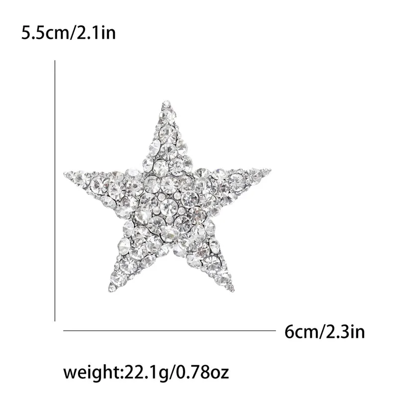 Pin Pentagram Alloy Inlay Artificial Diamond Women's Brooches