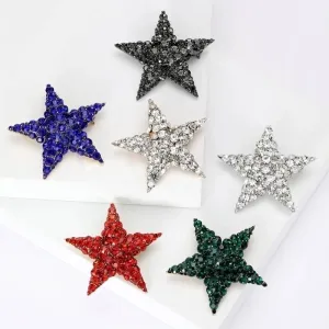 Pin Pentagram Alloy Inlay Artificial Diamond Women's Brooches