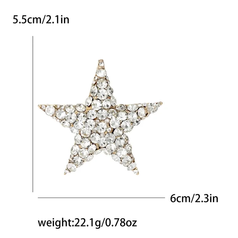 Pin Pentagram Alloy Inlay Artificial Diamond Women's Brooches