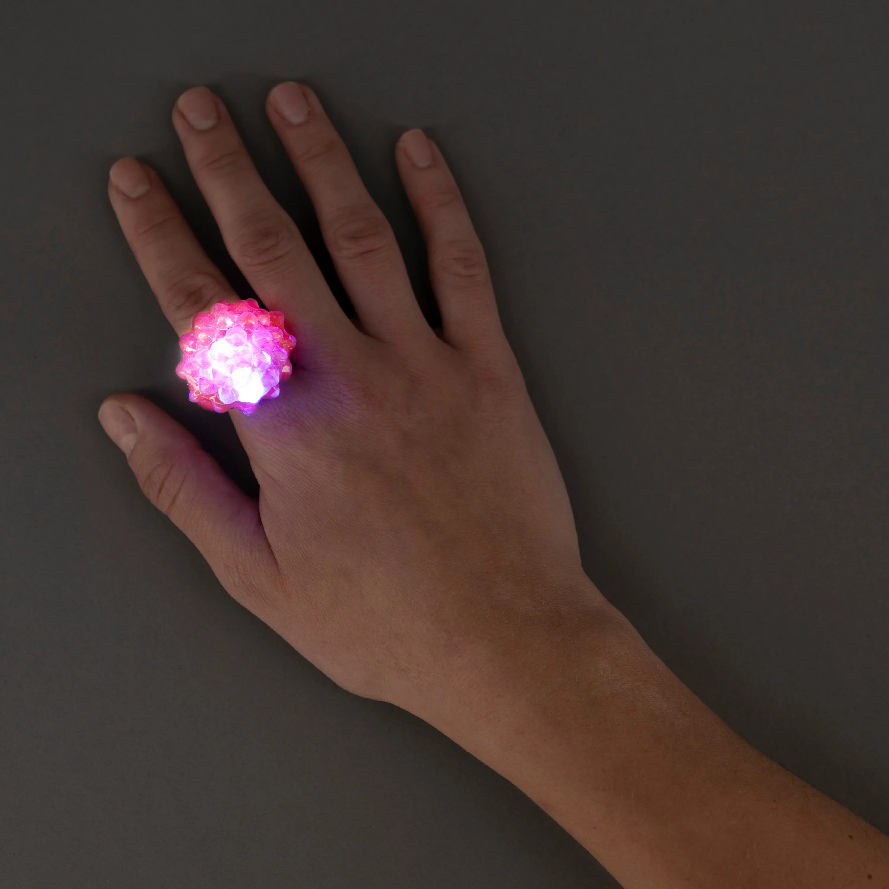 Pink LED Light Up Jelly Bumpy Flashy Rings - Pack of 48