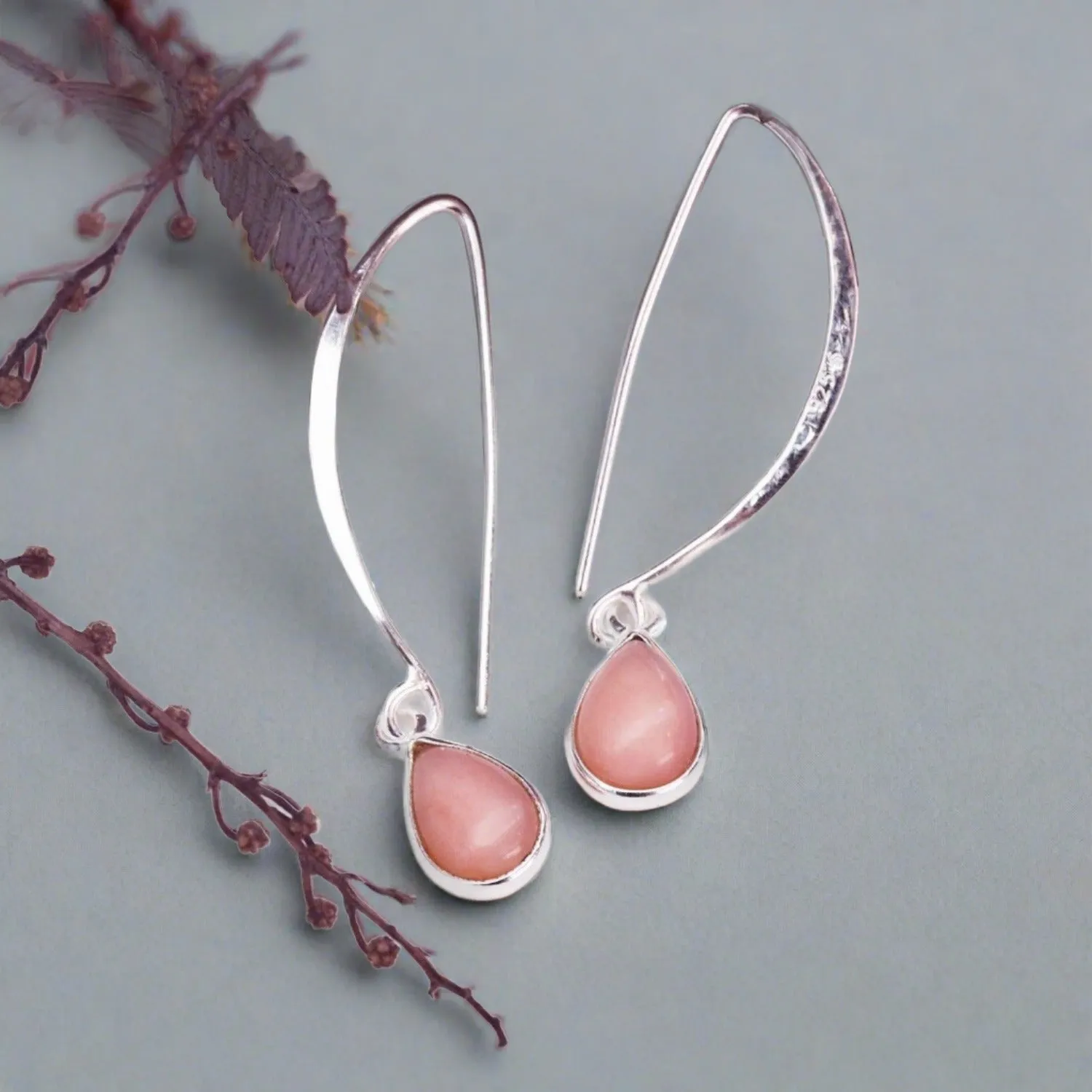 Pink Opal Drop Earrings