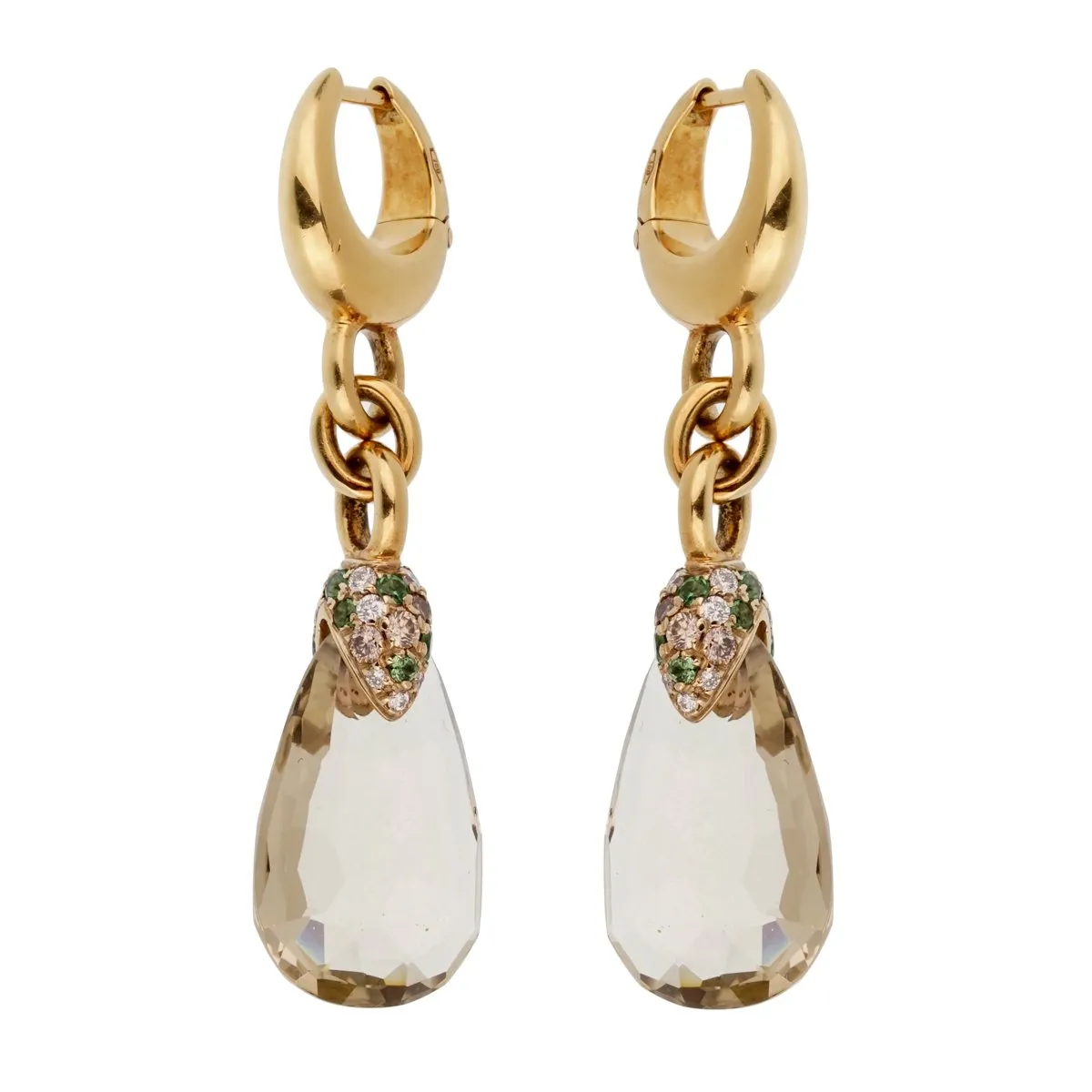 Pomellato 12 Carat Green Quartz Diamond Drop Earrings