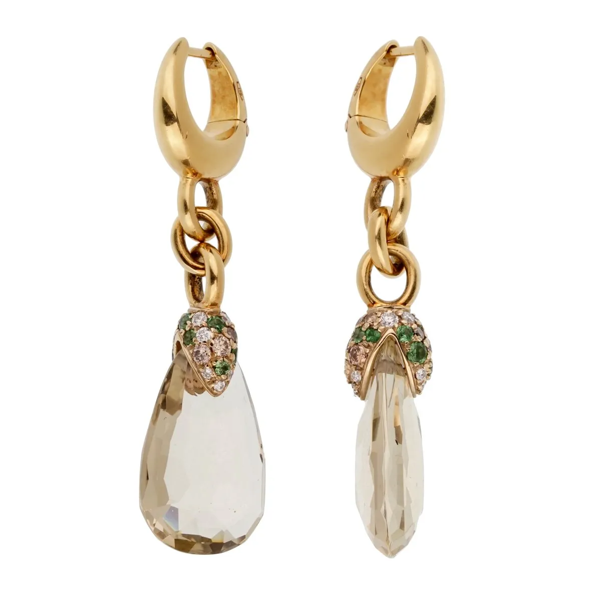 Pomellato 12 Carat Green Quartz Diamond Drop Earrings